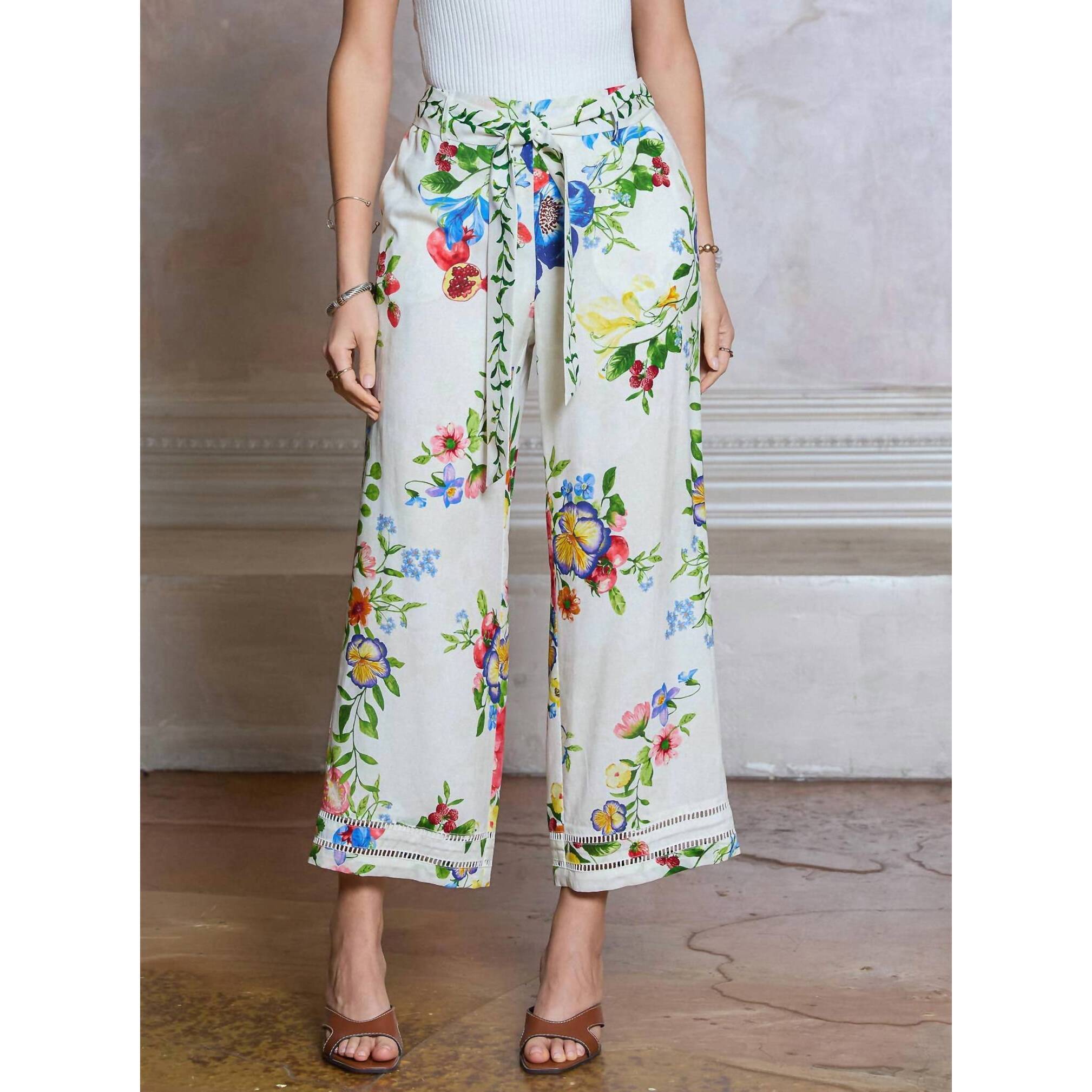 New Current Air Floral Printed Wide Leg Pants In Multi